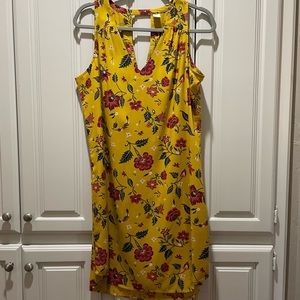 Mustard Flower Print Sleeveless Old Navy Dress - L